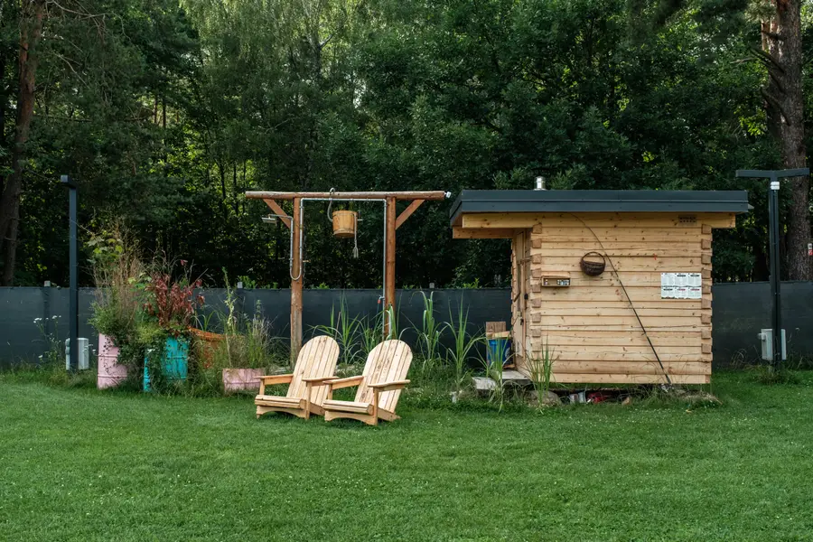 The wood-fired sauna